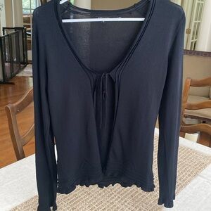 BCBGMaxAzria Black Open Front Cardigan with Tie Closure NEW Small